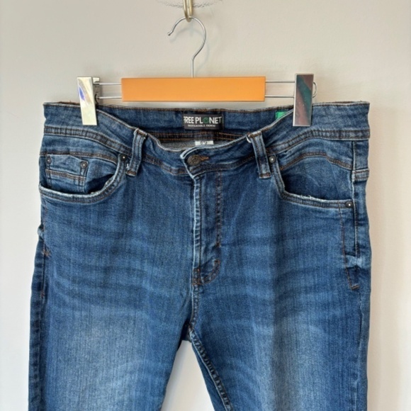 Free Planet Men's Sustainable Denim Slim Straight Leg Blue Jeans, 33 x 32 - Picture 6 of 10